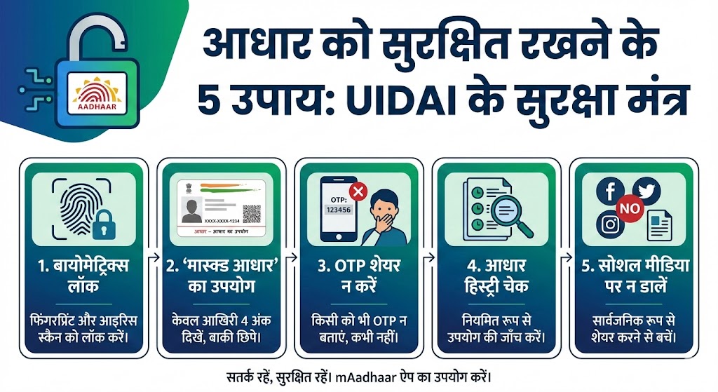 Aadhaar Card Safety: बैंक खाता खाली होने से बचाएं, अपनाएं UIDAI के ये 5 सुरक्षा मंत्र