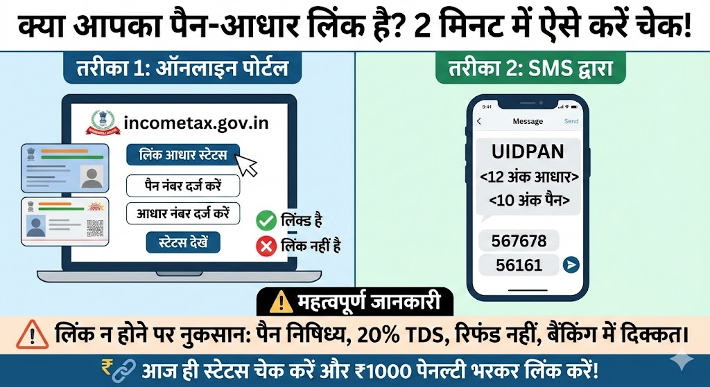 पैन कार्ड आधार से लिंक है या नहीं? घर बैठे मोबाइल से चेक करें स्टेटस