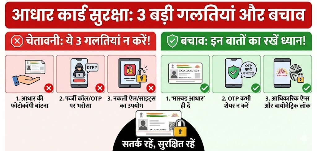 सरकार की चेतावनी: आधार कार्ड से जुड़ी ये 3 गलतियां कर देंगी कंगाल! अभी जानें बचाव के तरीके