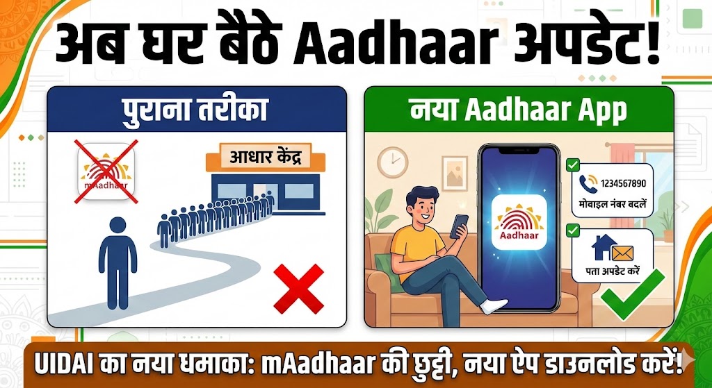 New Aadhaar App Launched: अब घर बैठे मोबाइल नंबर और पता बदलें! जानें आसान तरीका