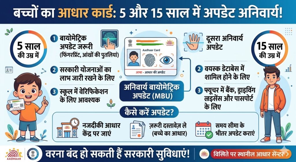 Aadhaar Card Update Rules: बच्चों के लिए 5 और 15 साल में बायोमेट्रिक अपडेट है जरूरी, जानें प्रक्रिया